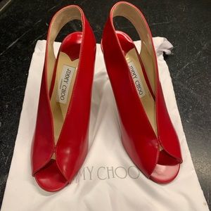 Jimmy Choo Red Leather High Heel 37